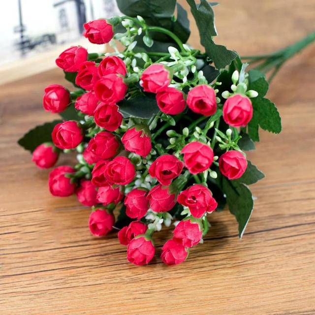 Umělá dekorační květina | umělá růže, 36 růží - červená, 27cm