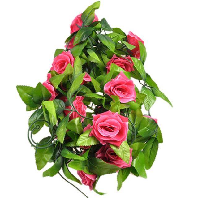 Svatební výzdoba | girlanda s umělými růžemi, délka - 2,4 m - Růžová
