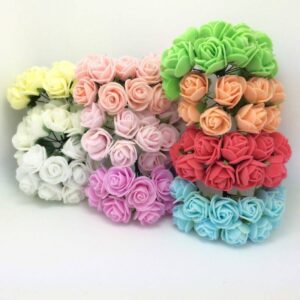 Umělé růžičky s drátkem | květy růží, 144 ks
