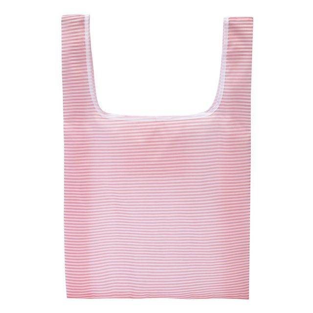 Skládací nákupní taška | ekologická taška na nákup - růžová s proužky