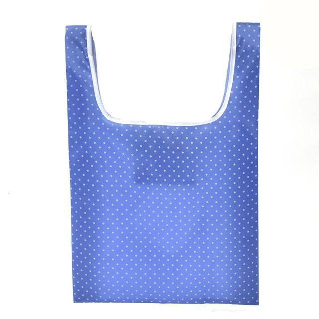 Skládací nákupní taška | ekologická taška na nákup - modrá s puntíky