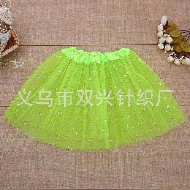 Dětská tylová sukně | tutu sukně s hvězdičkami, univerzální velikost - 6 barev - Fosforová