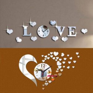 Nástěnné hodiny | nalepovací hodiny na zeď – motiv láska