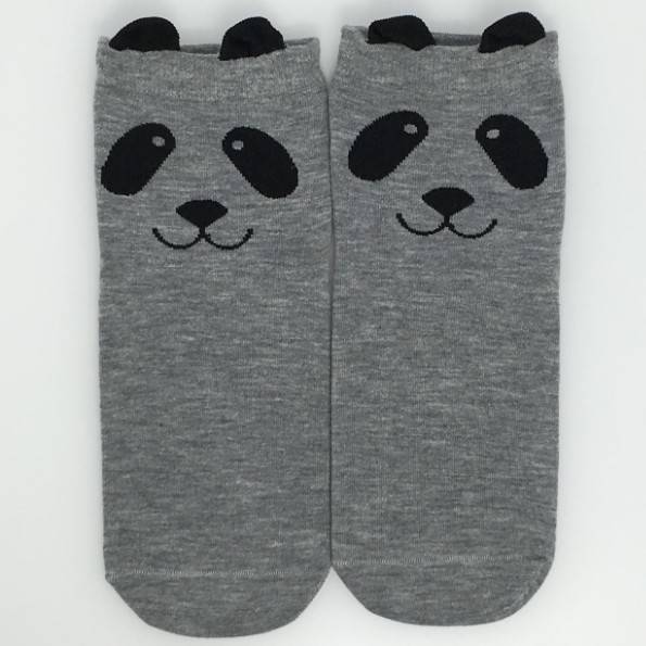 Veselé ponožky | vysoké ponožky, motiv panda, univerzální velikost - Šedá
