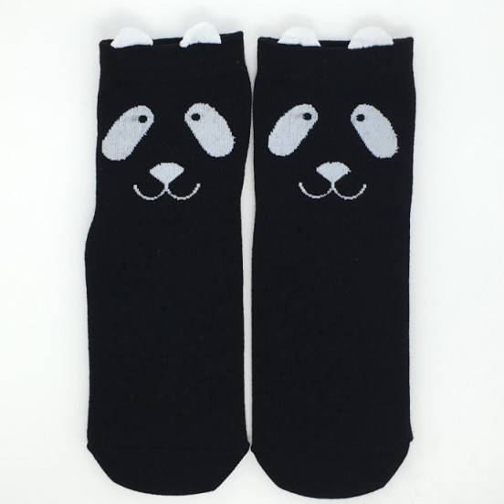Veselé ponožky | vysoké ponožky, motiv panda, univerzální velikost - Černá