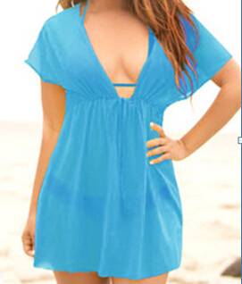 Letní plážové šaty přes plavky - Modrá