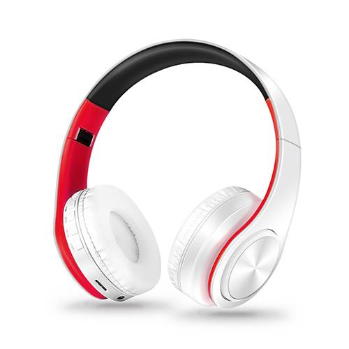 Bluetooth sluchátka s mikrofonem - Bílá červená