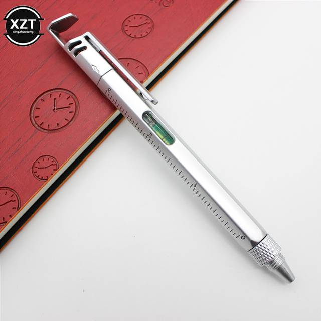 Multifunkční kuličkové pero s držákem na telefon - Stříbrný