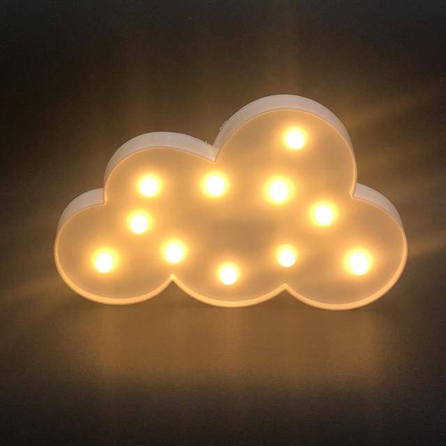 3D noční světlo pro děti | LED lampa, styl mráček - 30 cm - teplá bílá