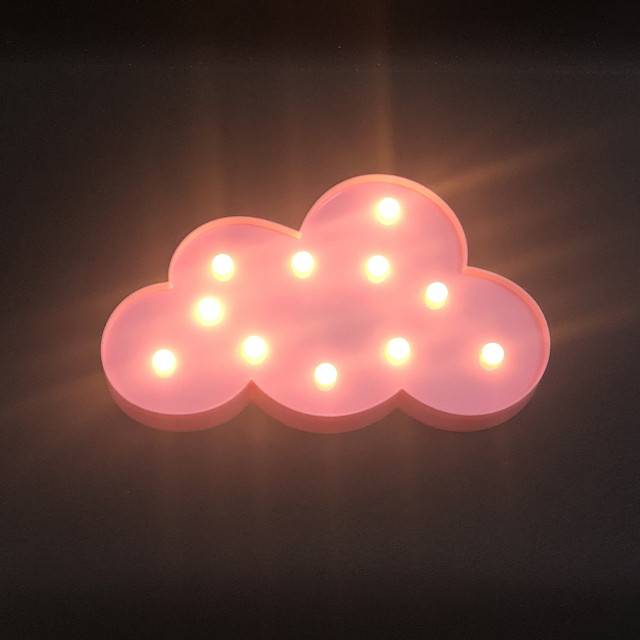 3D noční světlo pro děti | LED lampa, styl mráček - 30 cm - Růžový