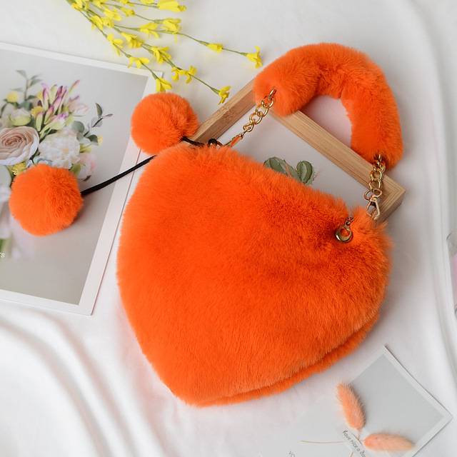 Kožešinová dámská kabelka - Oranžový