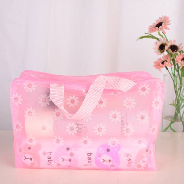Květinová vodotěsná kosmetická taška - růžový
