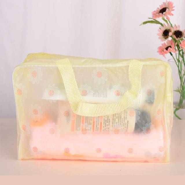 Květinová vodotěsná kosmetická taška - Žlutá