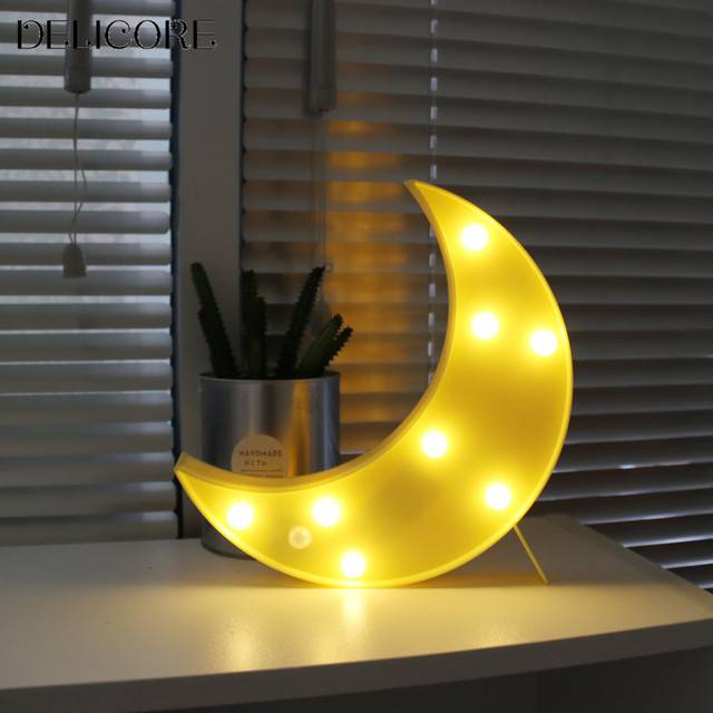 3D LED lampa | noční světlo pro děti - měsíční žlutá