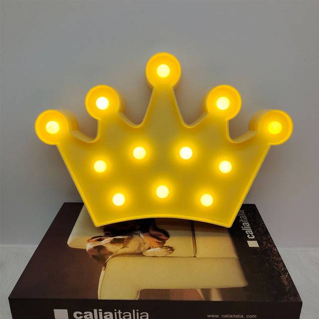 3D LED lampa | noční světlo pro děti - malá koruna žlutá