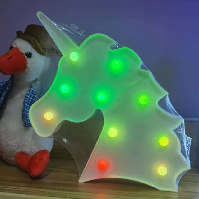 3D LED lampa | noční světlo pro děti - jednorožec barevný