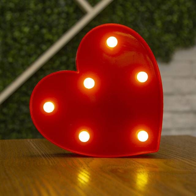 3D LED lampa | noční světlo pro děti - srdce červené