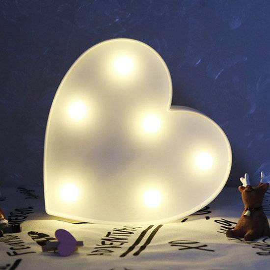 3D LED lampa | noční světlo pro děti - srdce bílé