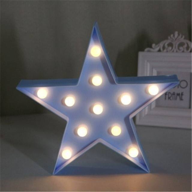 3D LED lampa | noční světlo pro děti - hvězdy modré