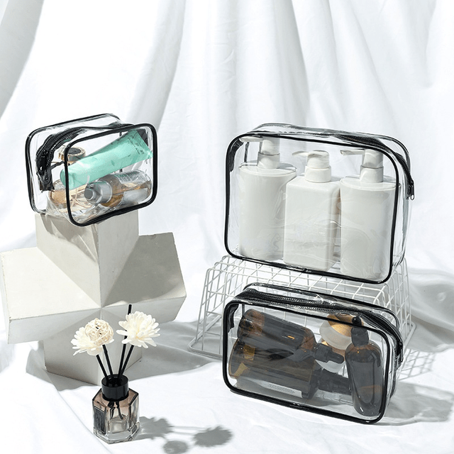 Průhledná cestovní kosmetická taška se zipem - color 1, 15 x 7 x 10,5 cm