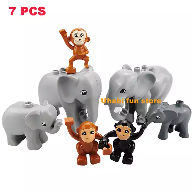 Stavebnice s motivem zvířat | Styl Lego - Sloní opice 7ks