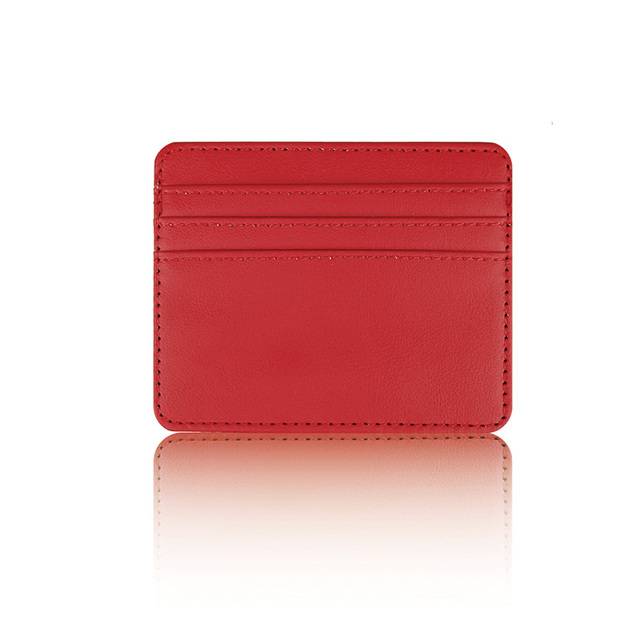 Tenká kožená peněženka pro karty - Červené