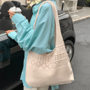 Letní plážová kabelka | dámská velká pletená taška