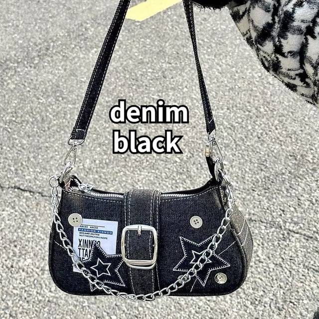 Dívčí retro stylová kabelka - džínová černá