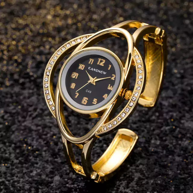 Luxusní dámské hodinky s náramkem z nerezové oceli - Zlatá černá