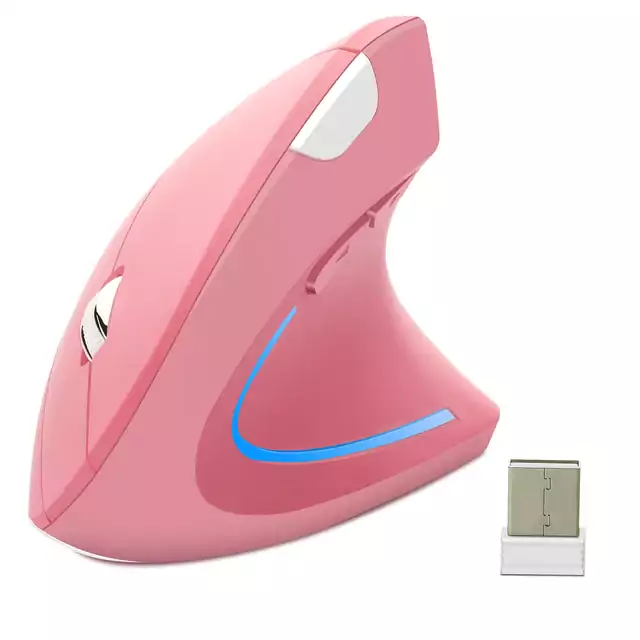 Vertikální bezdrátová myš | ergonomická myš - Růžová pravá ruka