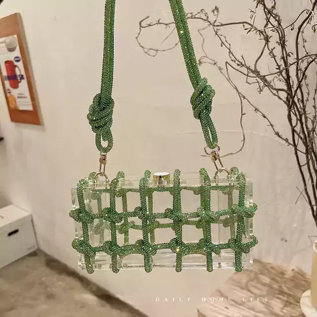 Luxusní transparentní párty kabelka - Zámek zelené kvality