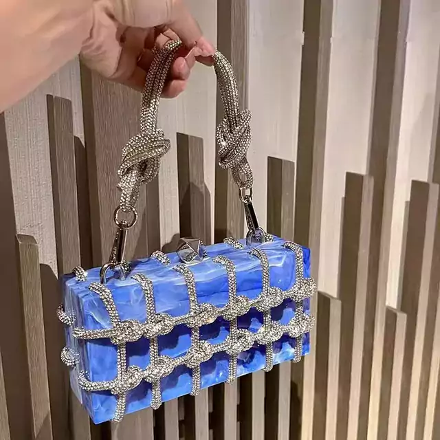 Luxusní transparentní párty kabelka - Modrý mrak