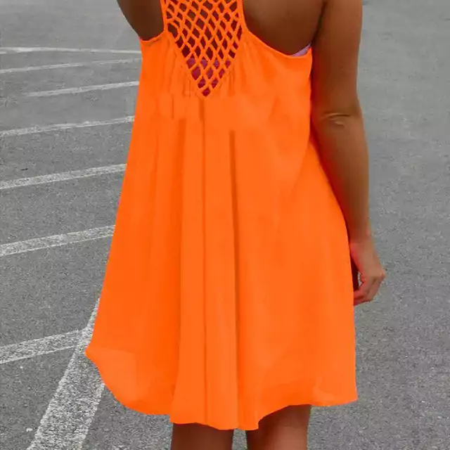 Volné letní plážové šaty - oranžový, 4XL