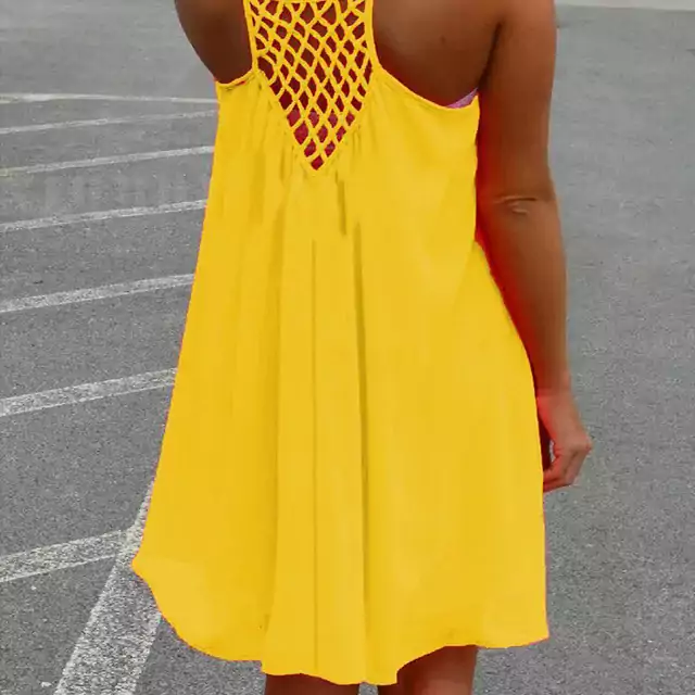 Volné letní plážové šaty - Žlutá, 4XL