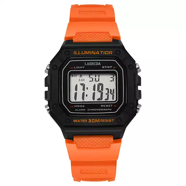 Digitální hodinky ve vojenském stylu - oranžový