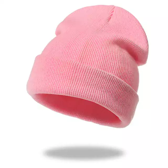 Dámská zimní čepice s výšivkou - 001 Jednobarevná růžová