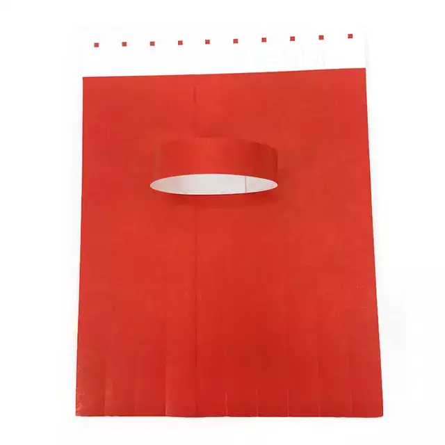 Voděodolné papírové náramky na party - 100 ks - Červené