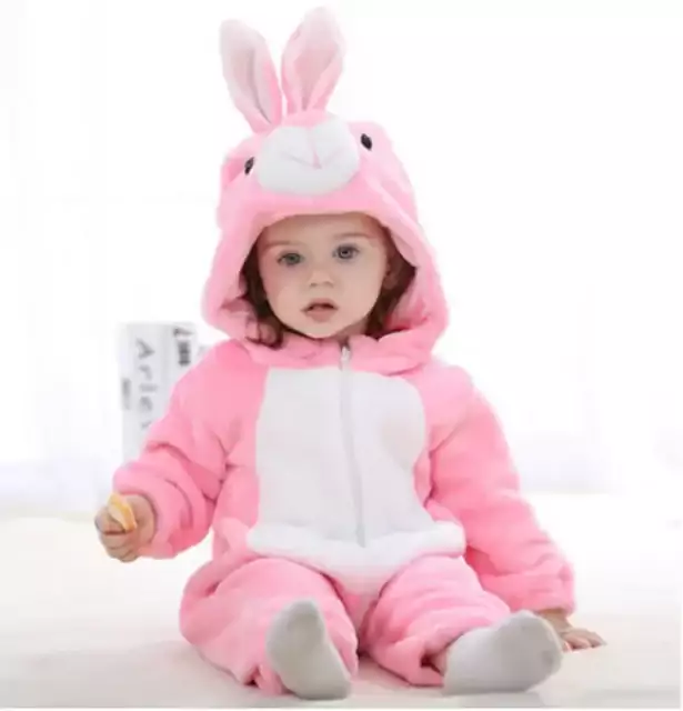 Dětský overal | kombinéza s motivem zvířat - Růžový králík, 9 měsíců