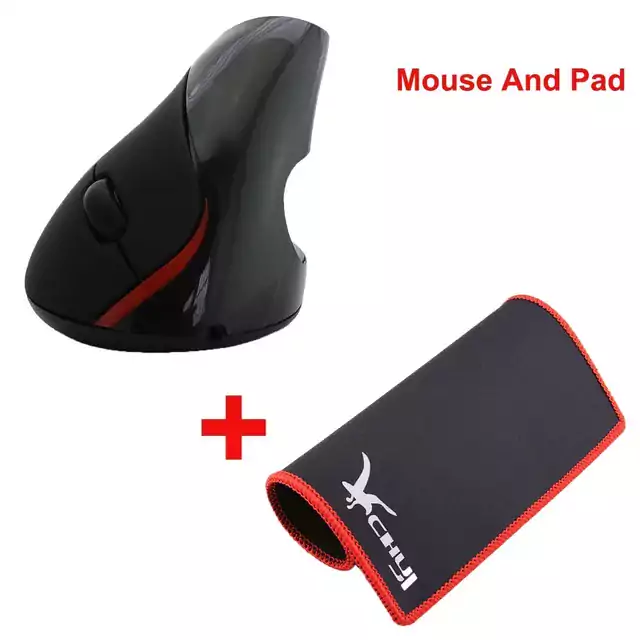 Vertikální myš | ergonomická myš - bezdrátová - Černá Myš A Pad