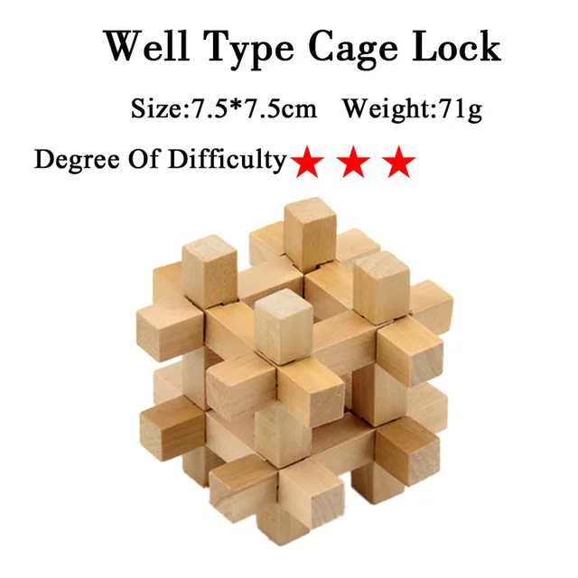 Dřevěný hlavolam - No Tyoe Cage Lock