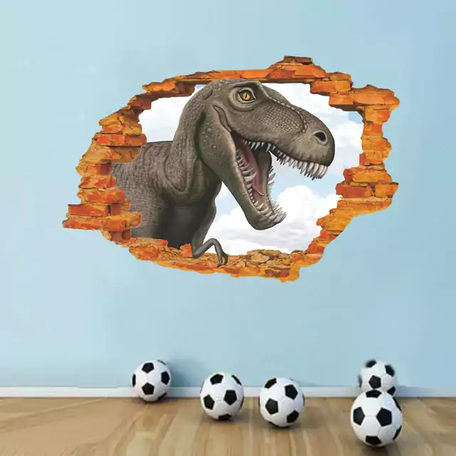 Tapeta na zeď | samolepka na zeď 3D dinosauři - 50 x 70 cm - MULTI