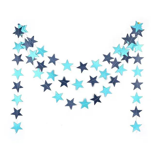 Vánoční girlanda | party girlanda, styl hvězdičky - 4 m - modrý
