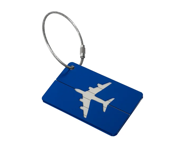 Hliníková cestovní visačka na kufr s ID štítkem - modrý