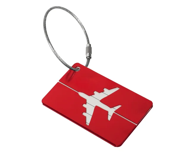 Hliníková cestovní visačka na kufr s ID štítkem - Červené