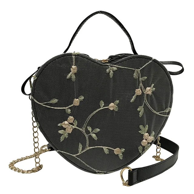Dámská kabelka s květinovým motivem - Černá