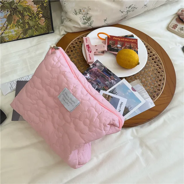 Kosmetická taška s květinovým vzorem - růžový