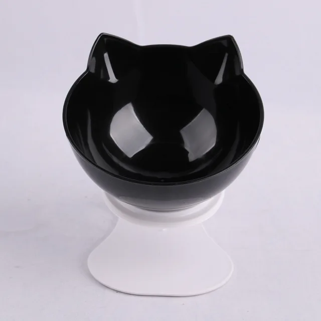 Dvojitá miska pro kočky a psy | protiskluzová s podstavcem - Single Black
