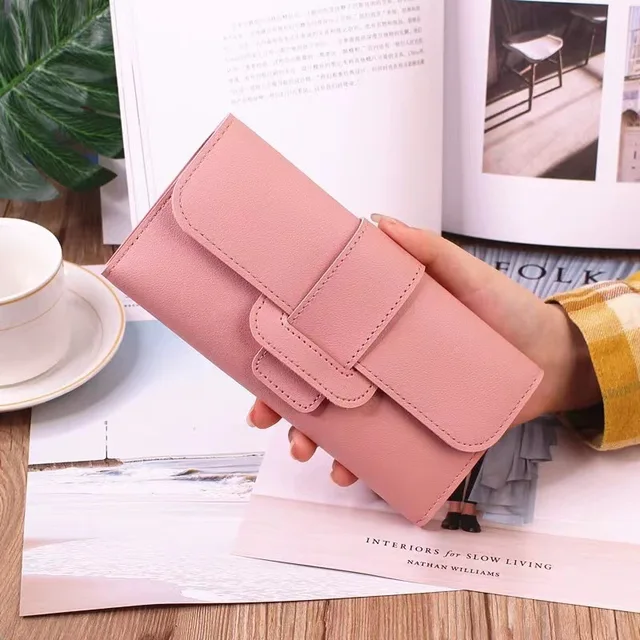 Luxusní koženková peněženka - růžový