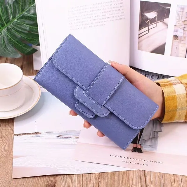 Luxusní koženková peněženka - modrý