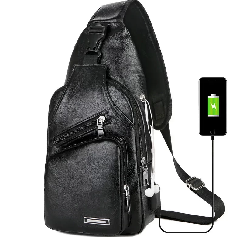 Pánská taška s USB a sluchátkovým otvorem